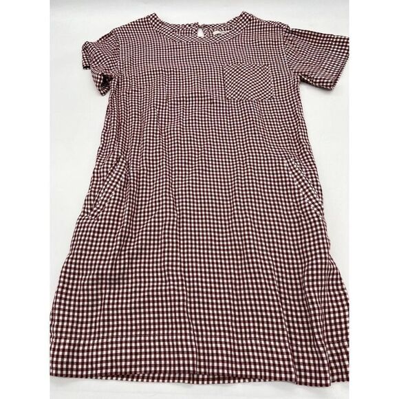 Madewell Gingham Viscose Shift Dress size XS red white - Picture 1 of 4
